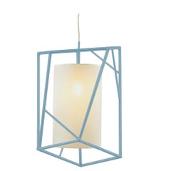 Art Deco Inspired Star III Pendant Lamp Mint Green and Linen Shade