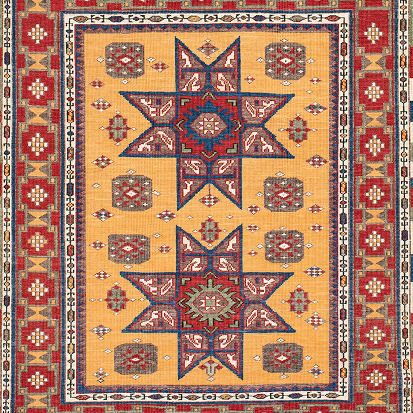 Hand-Woven Star Kazak Original 16th Century Style Flatweave Rug by Knots Rugs For Sale