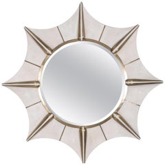 Star Mirror in Cream Shagreen and Bronze-Patina Brass by R & Y Augousti