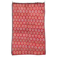 Star Motif Cherry Red in Pink Multicolor Large Accent Rug 