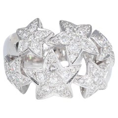 Star Motif Ring White Diamonds 0.99 Carats White Gold
