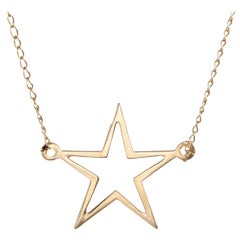 vintage star necklace Star Necklace Estate 14 Karat Yellow Gold Choker Length Vintage Fine Jewelry