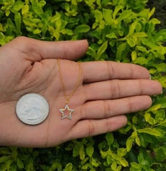 Star Necklace in 14K Solid Gold Chain Diamond Jewelry Dainty