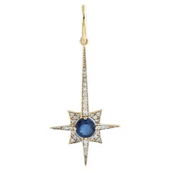 Star of Bethlehem Pendant With Blue Sapphire & Diamonds In 18k Yellow Gold