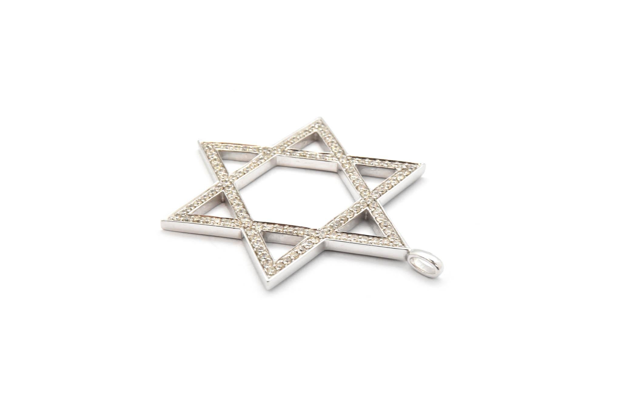 Contemporary Star of David 1.25 Carat Diamond 14 Karat White Gold Pendant