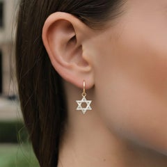 Star of David 14K (or 18k upon request) Gold Diamond Hoop Earrings