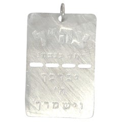 Star of David Am Israel Chai Dog Tag Pendant 14 Karat White Gold 5 Grams