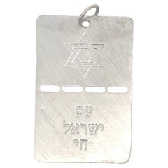 Colgante Estrella de David Am Israel Chai de oro blanco de 14 quilates 5 gramos
