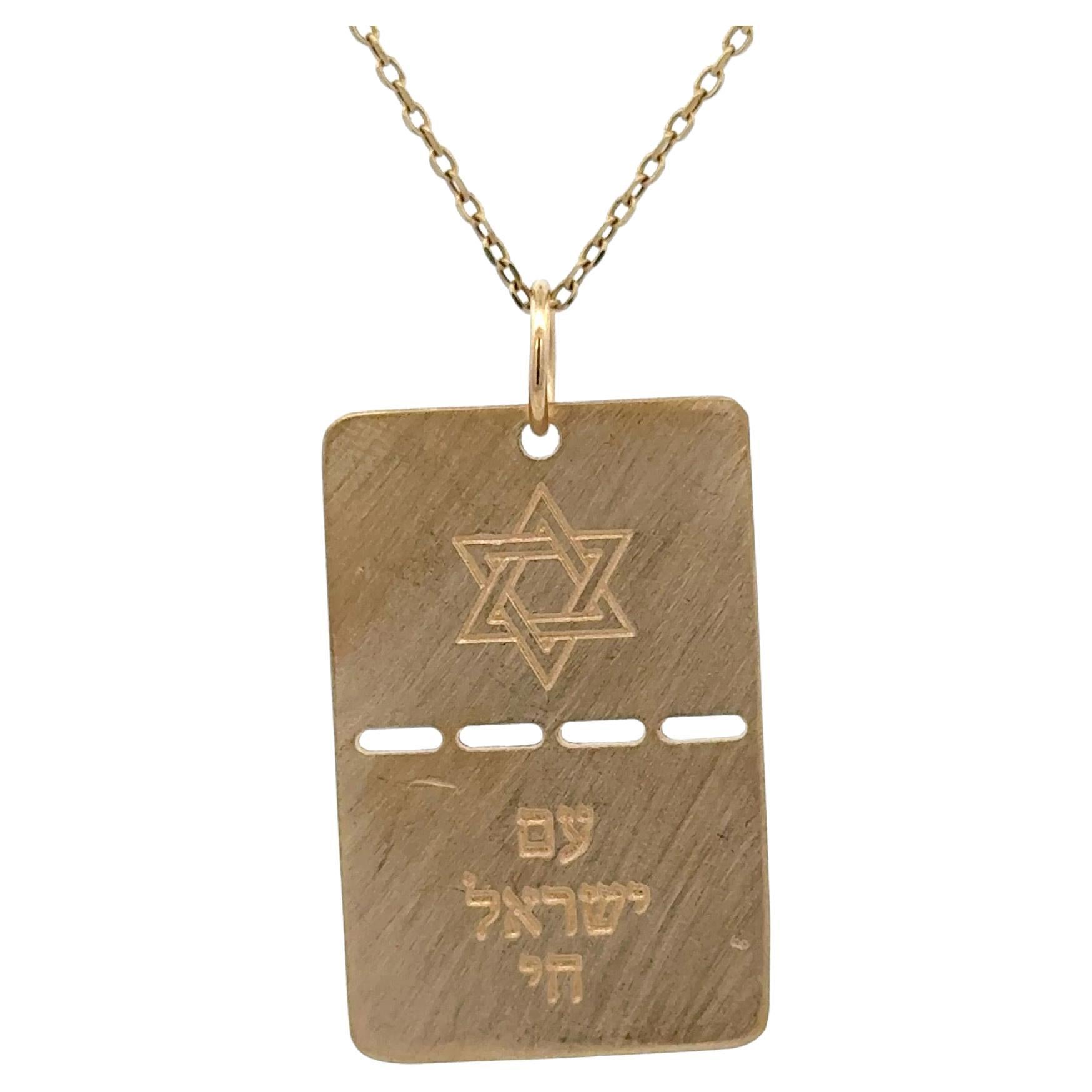 Colgante Estrella de David Am Israel Chai Oro Amarillo 14 Kilates 5 Gramos