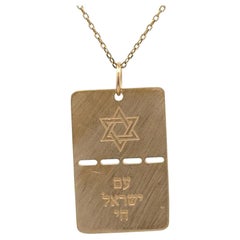 Pendentif étoile de David Am Israel Chai en or jaune 14 carats 5 grammes