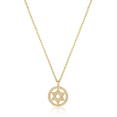 Collana con ciondolo con diamanti a forma di stella di David David in oro giallo 14K