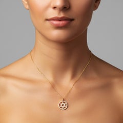 Star of David Circle 14K(or18kupon request) Yellow Gold Diamond Pendant Necklace