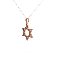 Star-of-David Diamond 14k Rose Gold Pendant Necklace