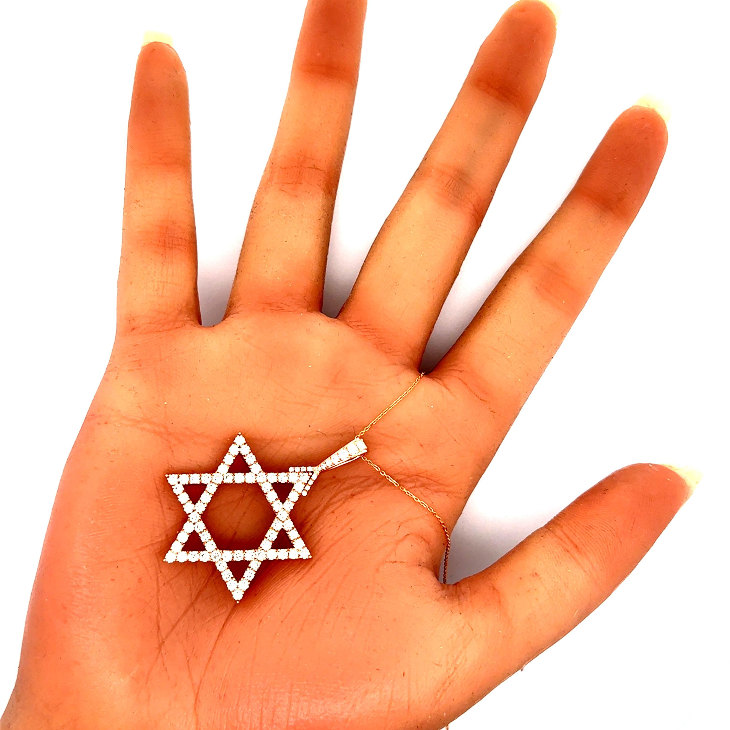 Halskette mit Stern-of-David-Diamant-Anhänger aus 14k Roségold im Angebot 1