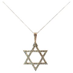 Collier pendentif étoile de David en or rose 14 carats