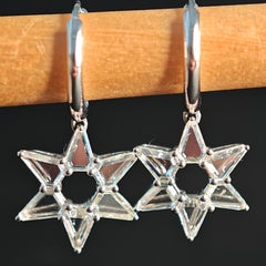 Star of David Diamond Earrings - 14K White Gold with 1.48 Carat diamonds