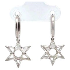 Star of David Diamond Earrings - 14K White Gold with 1.48 Carat diamonds