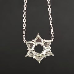 Star of David Diamond Necklace, 1.15 Carat in 14K White Gold