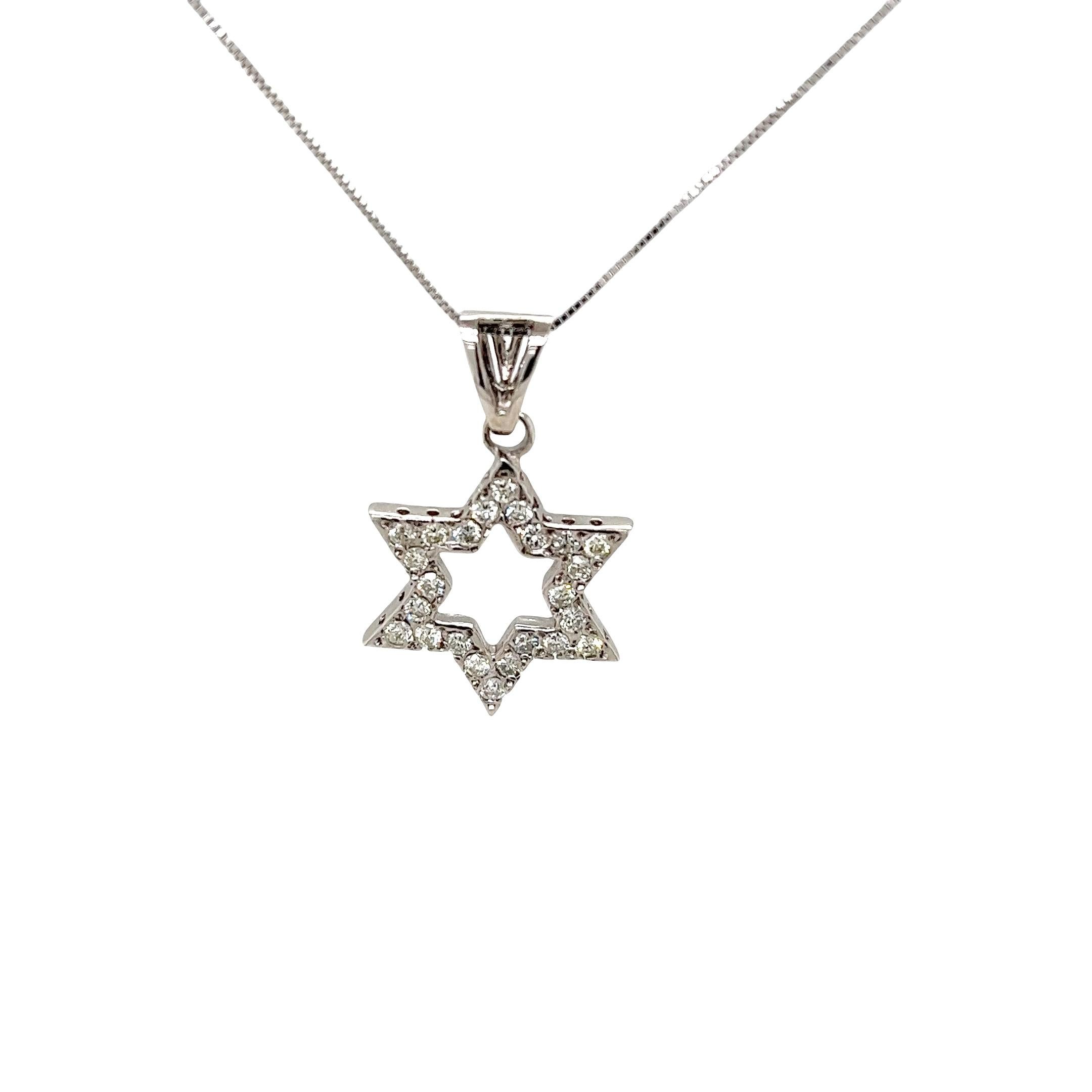 Star of David Diamond Necklace – 14ct White Gold Pendant, 0.50ct