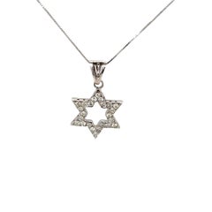 Star of David Diamond Necklace – 14ct White Gold Pendant, 0.50ct