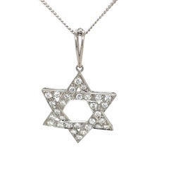 Star of David Diamond Necklace – 18ct White Gold Pendant on 9ct White Gold Chain