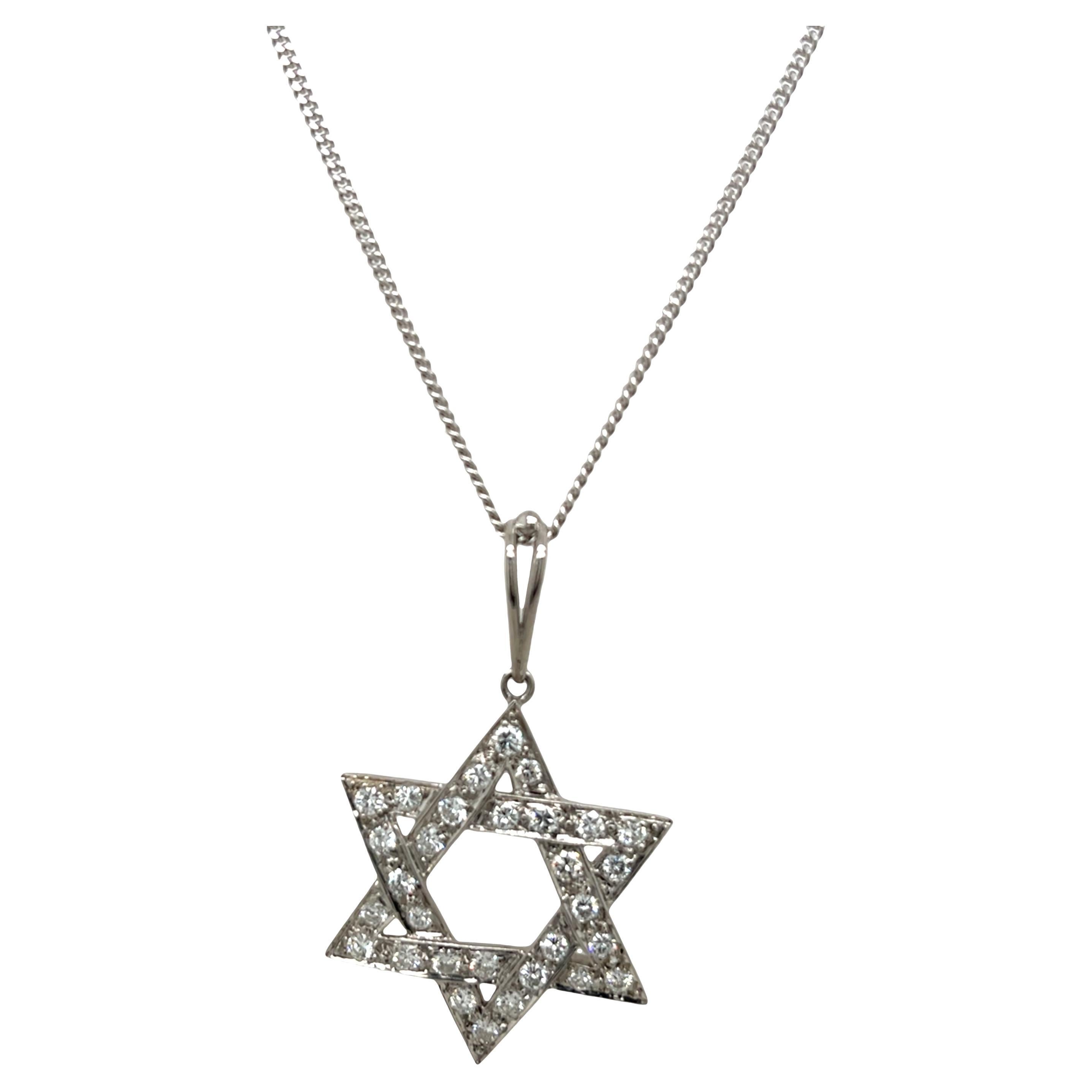 Star of David Diamond Necklace – 18ct White Gold Pendant on 9ct White Gold Chain