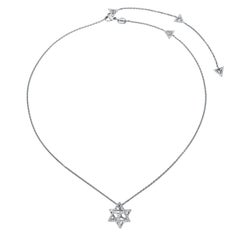 1.12 Carat Diamond 3D Star of David Necklace 18K White Gold By Merkaba Jewelry