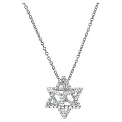 Gold Star of David Diamond Necklace 3D Pendant - Merkaba jewelry Beverly Hills
