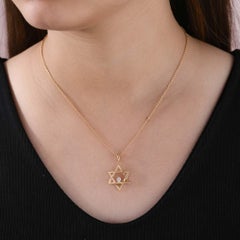 Star of David Diamond Necklace in 18K Yellow Gold Minimal Jewish Jewelry