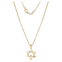Star of David Diamond Necklace in 18K Yellow Gold Minimal Jewish Jewelry