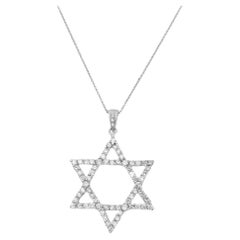 Collana con ciondolo con diamanti Star Of David in oro bianco 14K 2.35Cttw 16 pollici