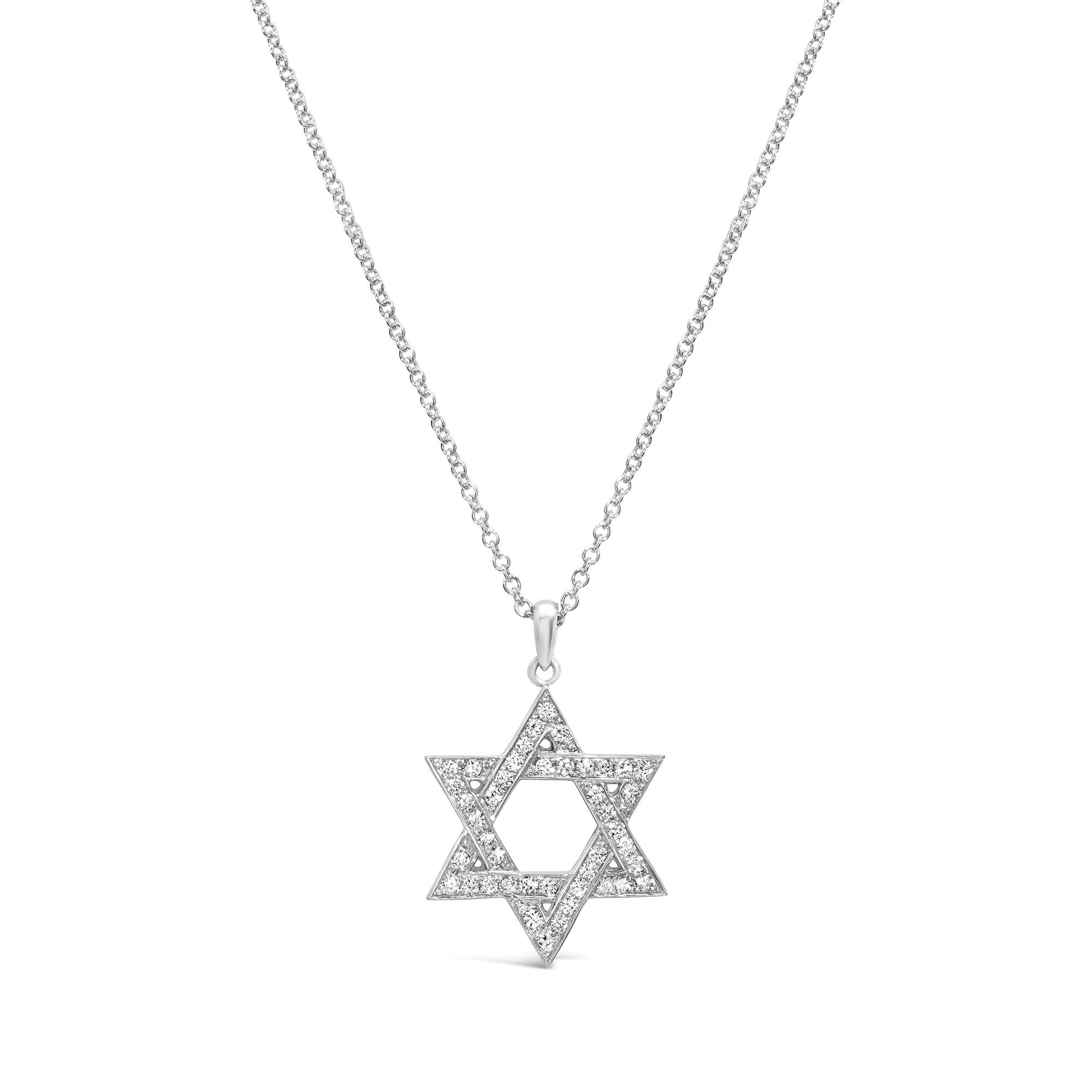 Contemporary Roman Malakov 0.30 Carat Round Cut Diamond Star of David Pendant Necklace