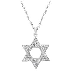 Roman Malakov 0.30 Carat Round Cut Diamond Star of David Pendant Necklace