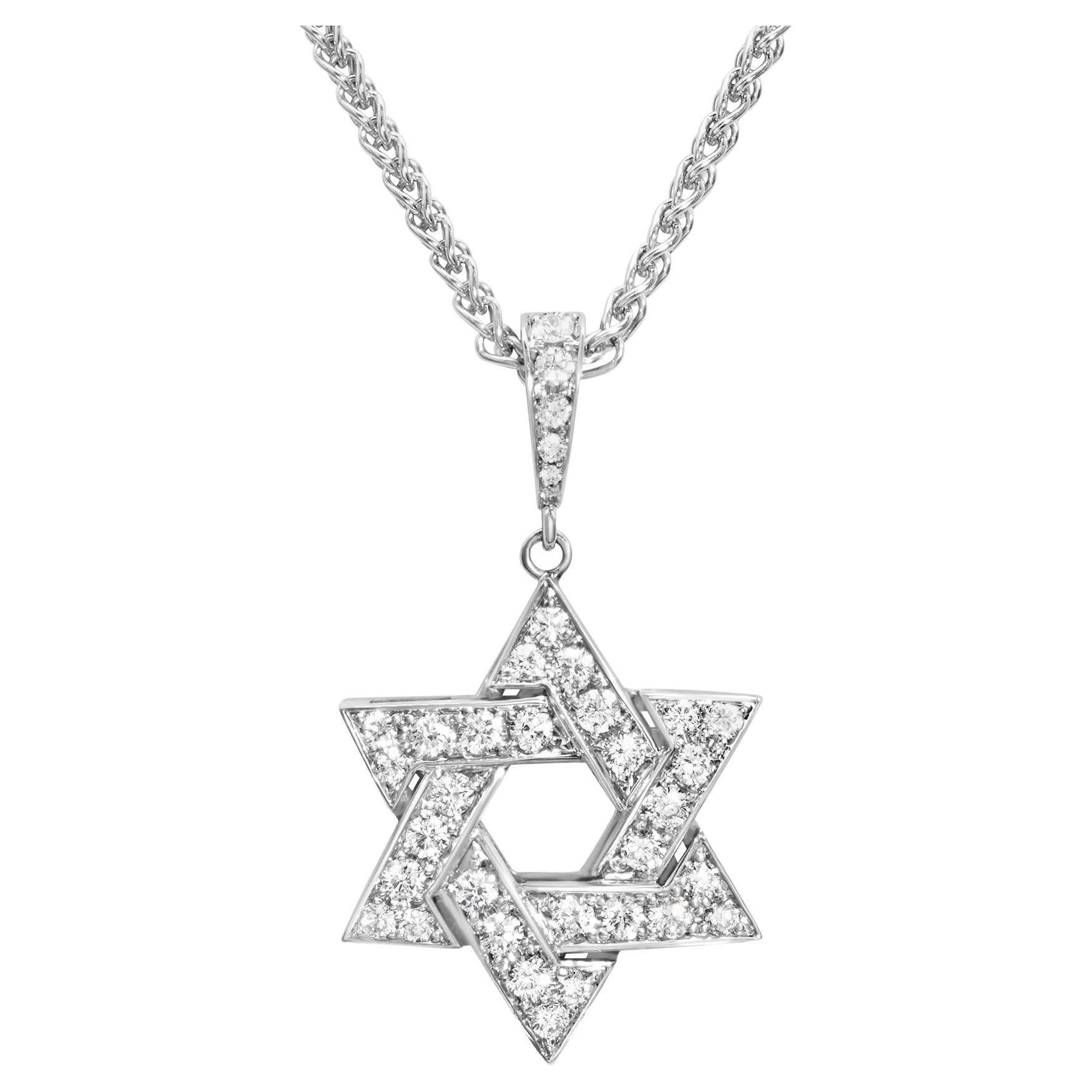 Roman Malakov 0.60 Carat Total Diamond Star of David Diamond Pendant Necklace For Sale
