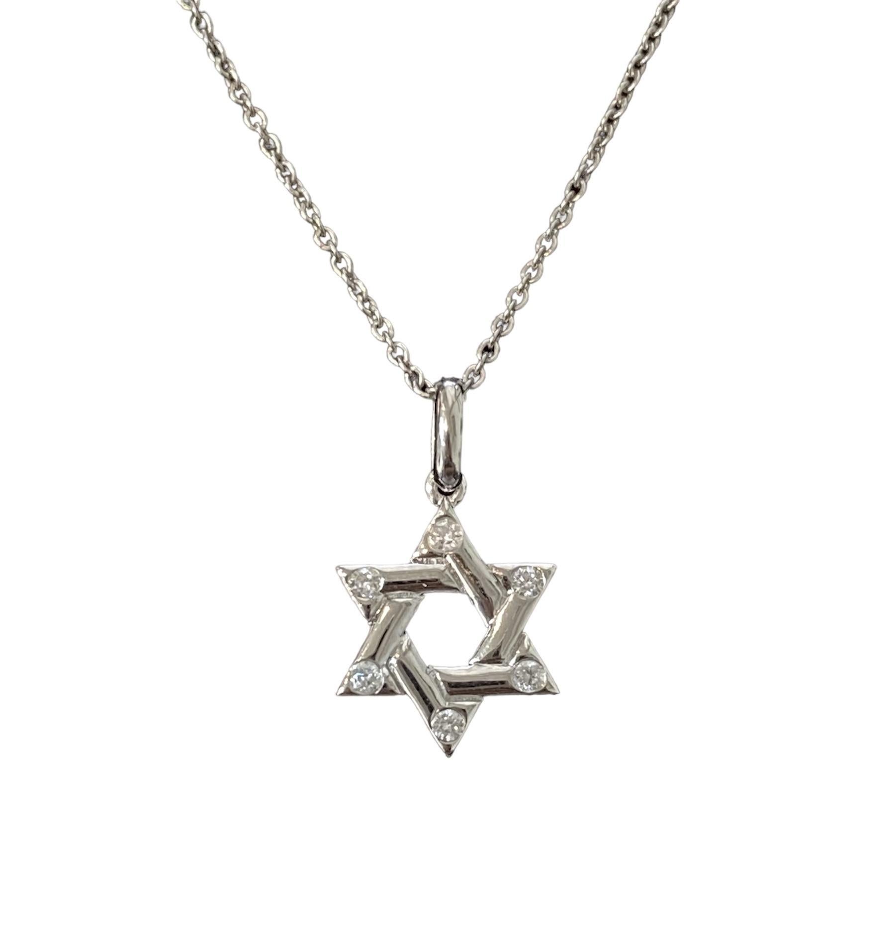 Round Cut Star Of David Natural Diamond Necklace 14K
