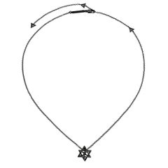 Black PVD Sterling Silver 3D Star of David Necklace 0.68" Adjustable Chain