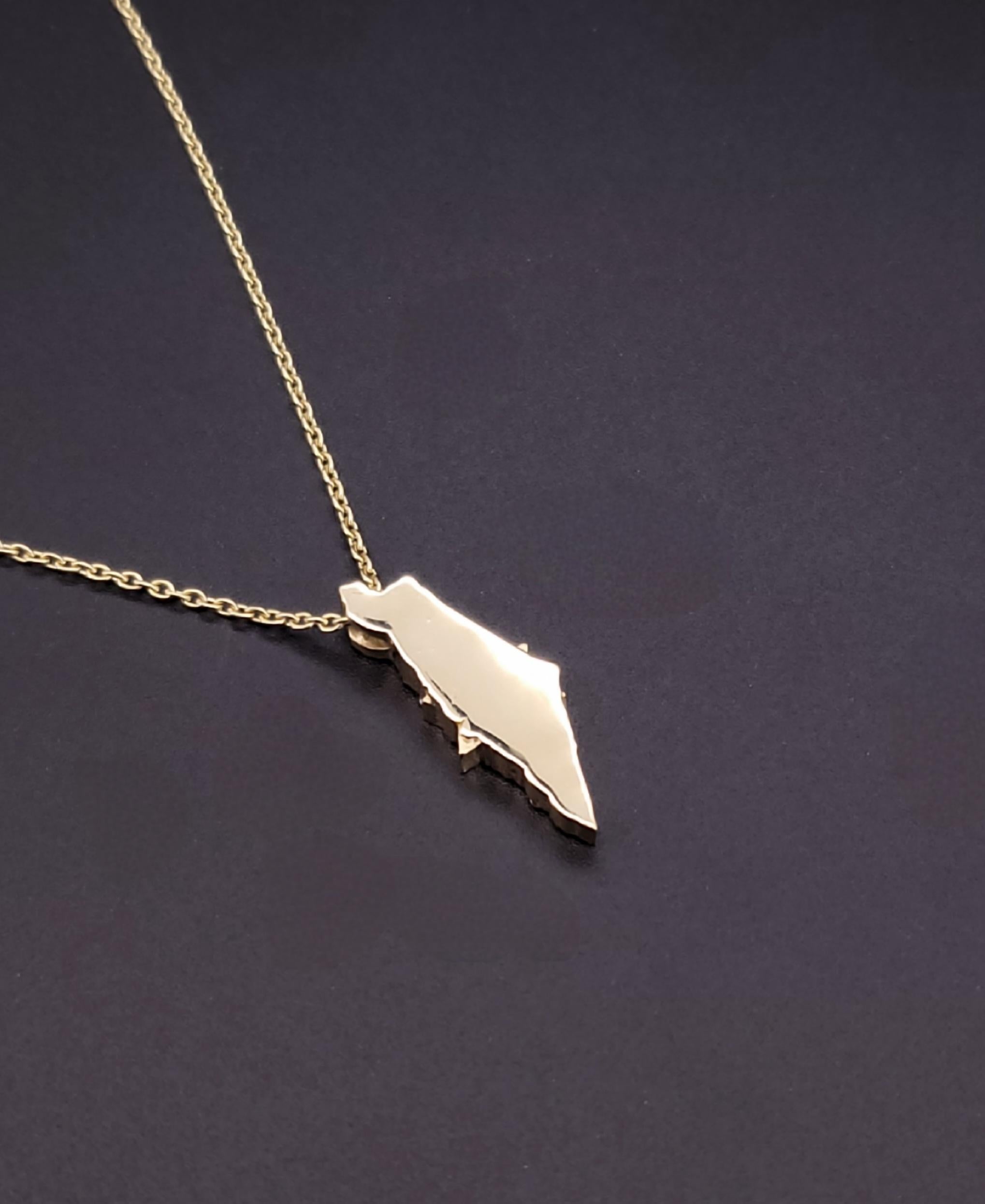 Étoile de David en Israël  Pendentif en or jaune 14 carats avec diamants et émail 18'' en vente 1