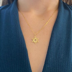 Star of David Pendant, 14 Karat Yellow Gold Jewish Star Pendant, Charm