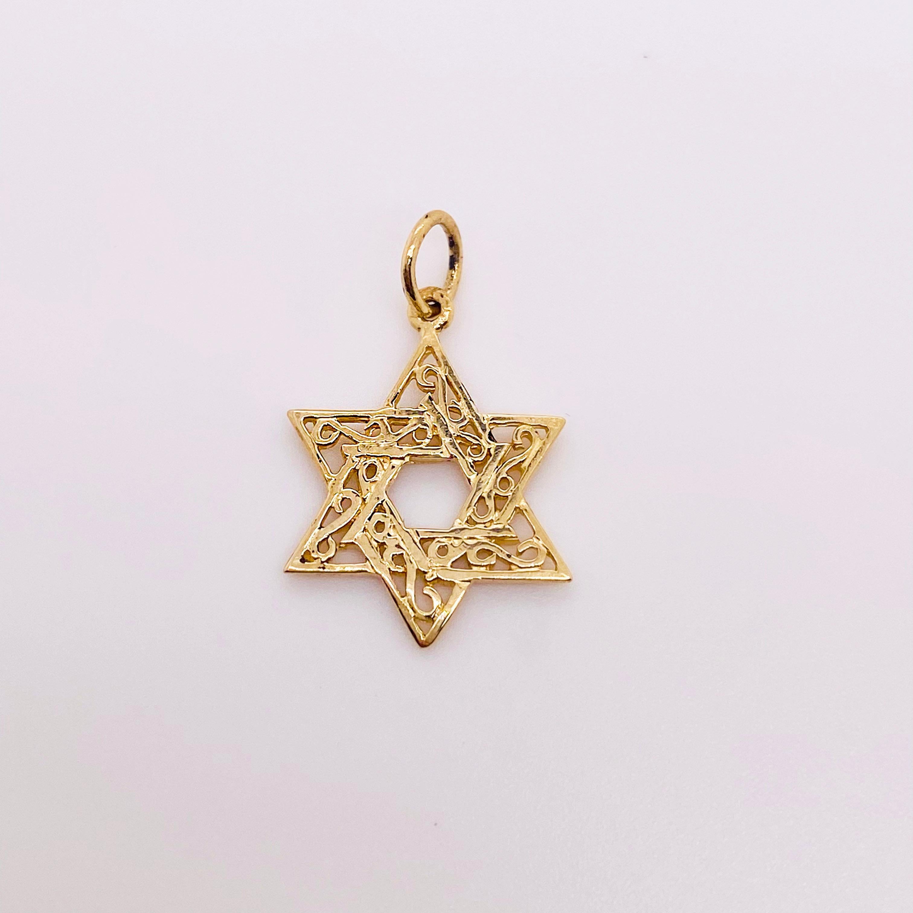 14 karat gold star of david pendant