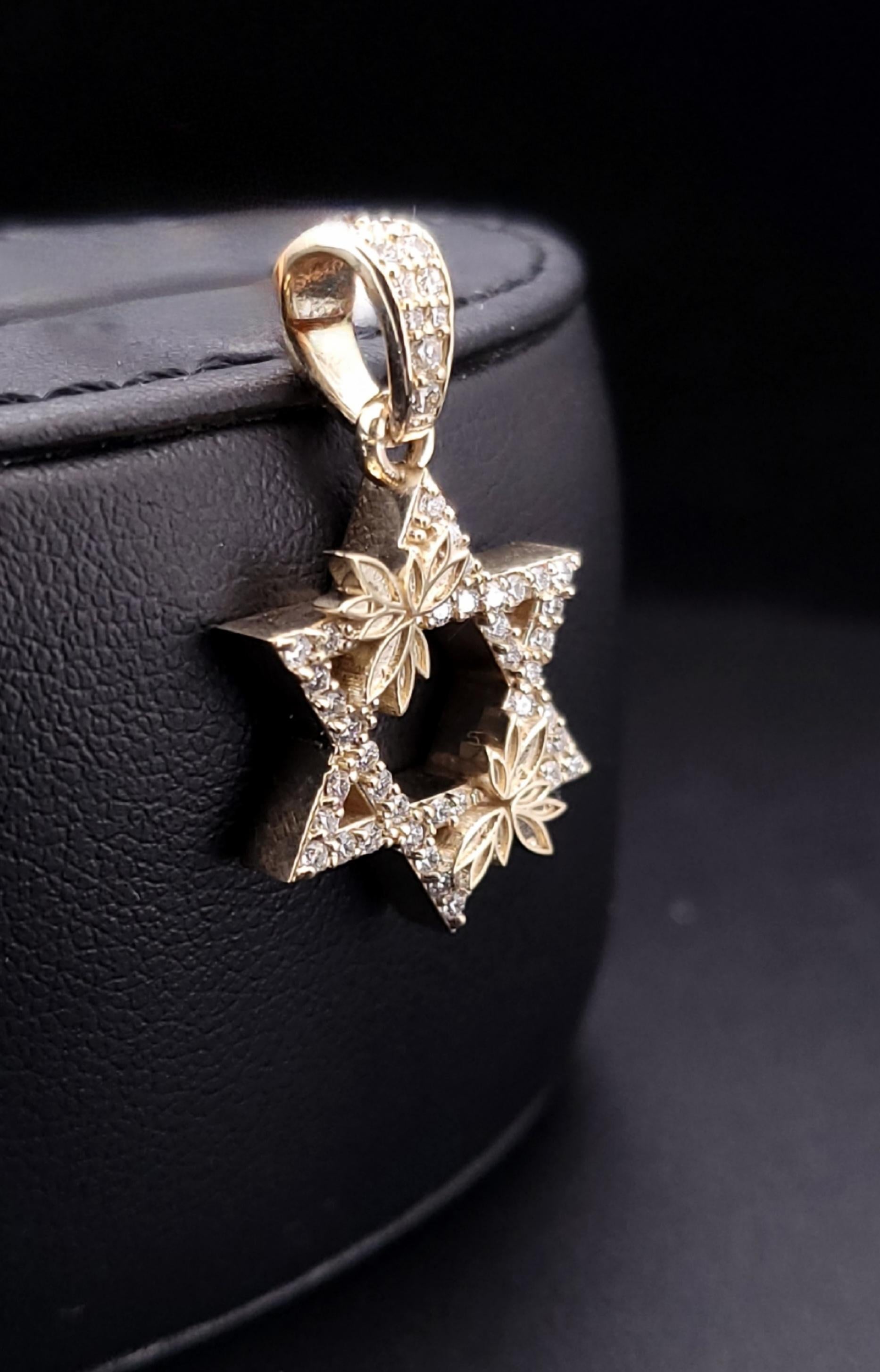 Victorian Star of David pendant  14K Yellow Gold .75ct  diamonds For Sale
