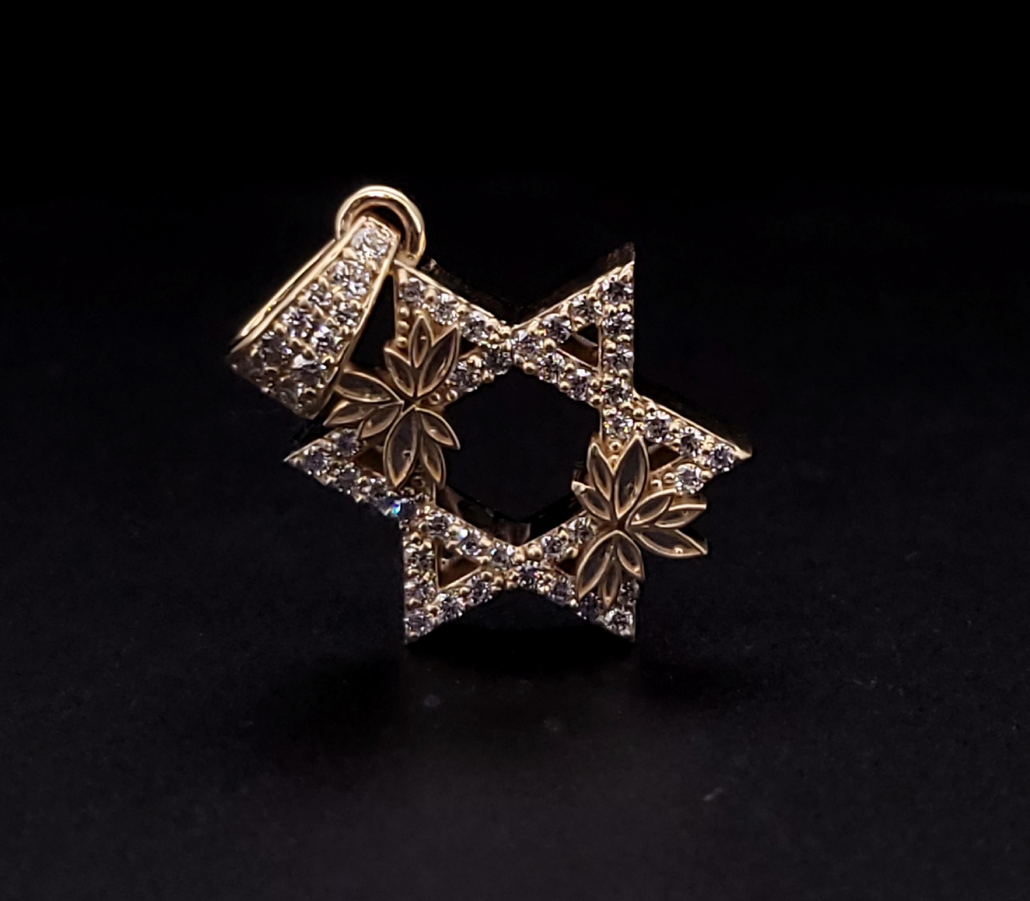 Star of David pendant  14K Yellow Gold .75ct  diamonds For Sale 1