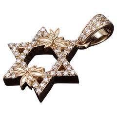 Star of David pendant  14K Yellow Gold .75ct  diamonds