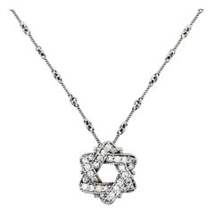 Star of David Pendant Chain Necklace White Gold and Diamonds Stambolian