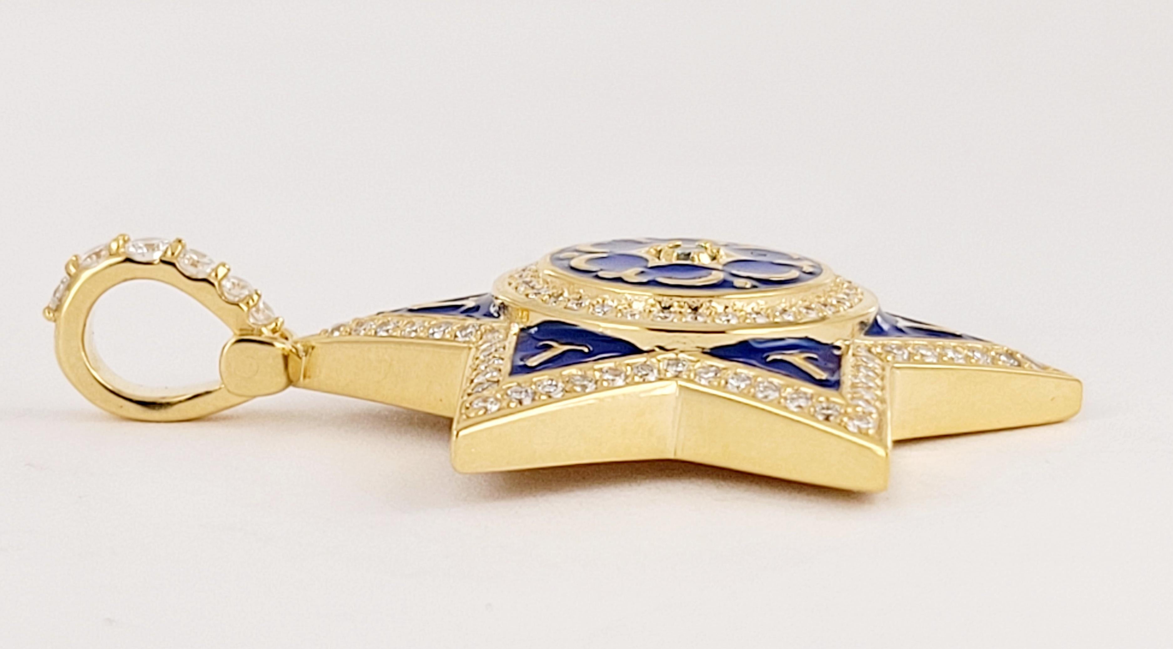 Pendentif Étoile de David en or jaune 14 carats avec diamants Unisexe en vente