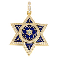 Anhänger mit Davidstern aus 14 Karat Gelbgold mit Diamanten