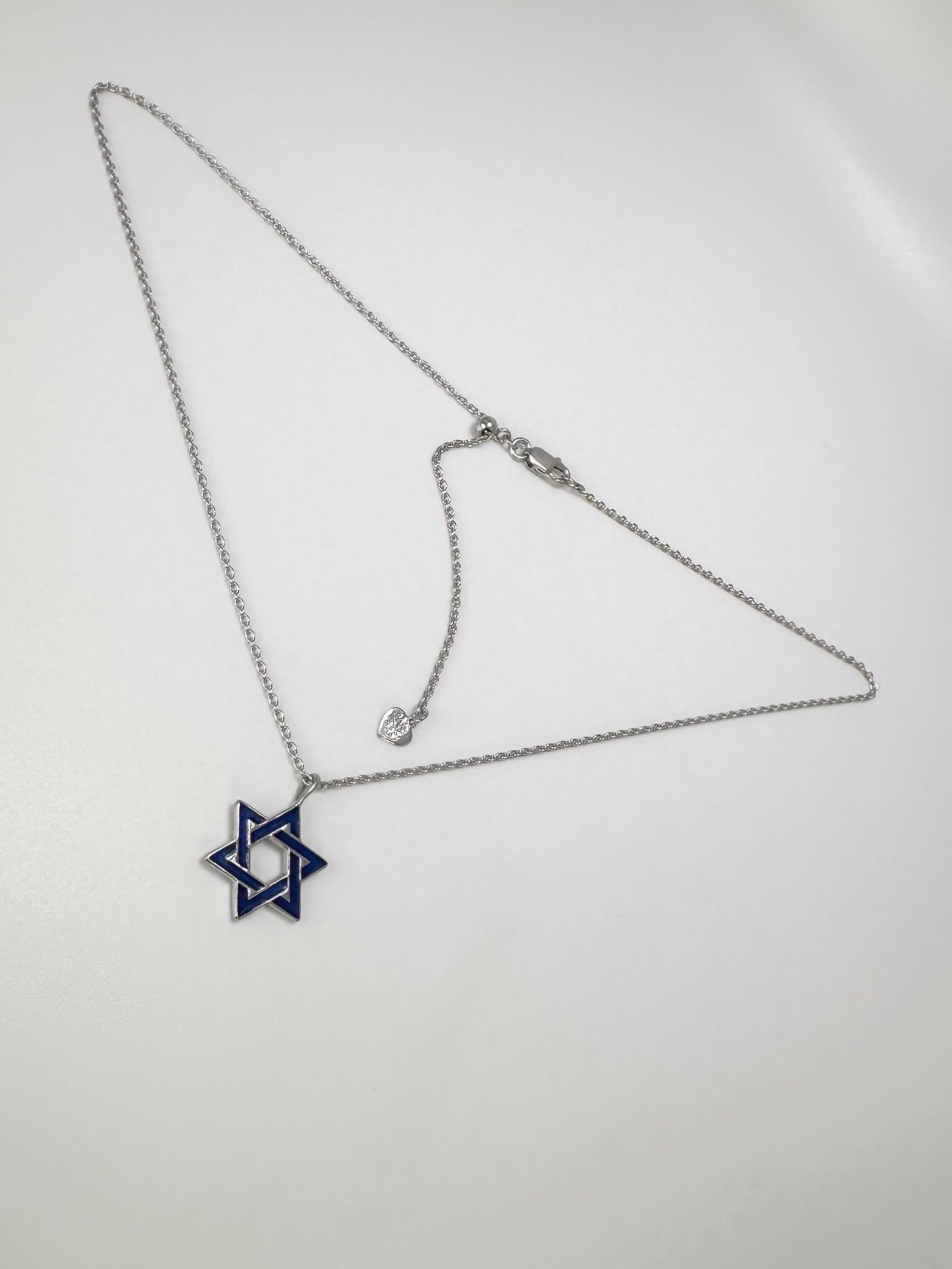 Star of David pendant necklace enamel pendant necklace SS 925 In New Condition For Sale In Jupiter, FL