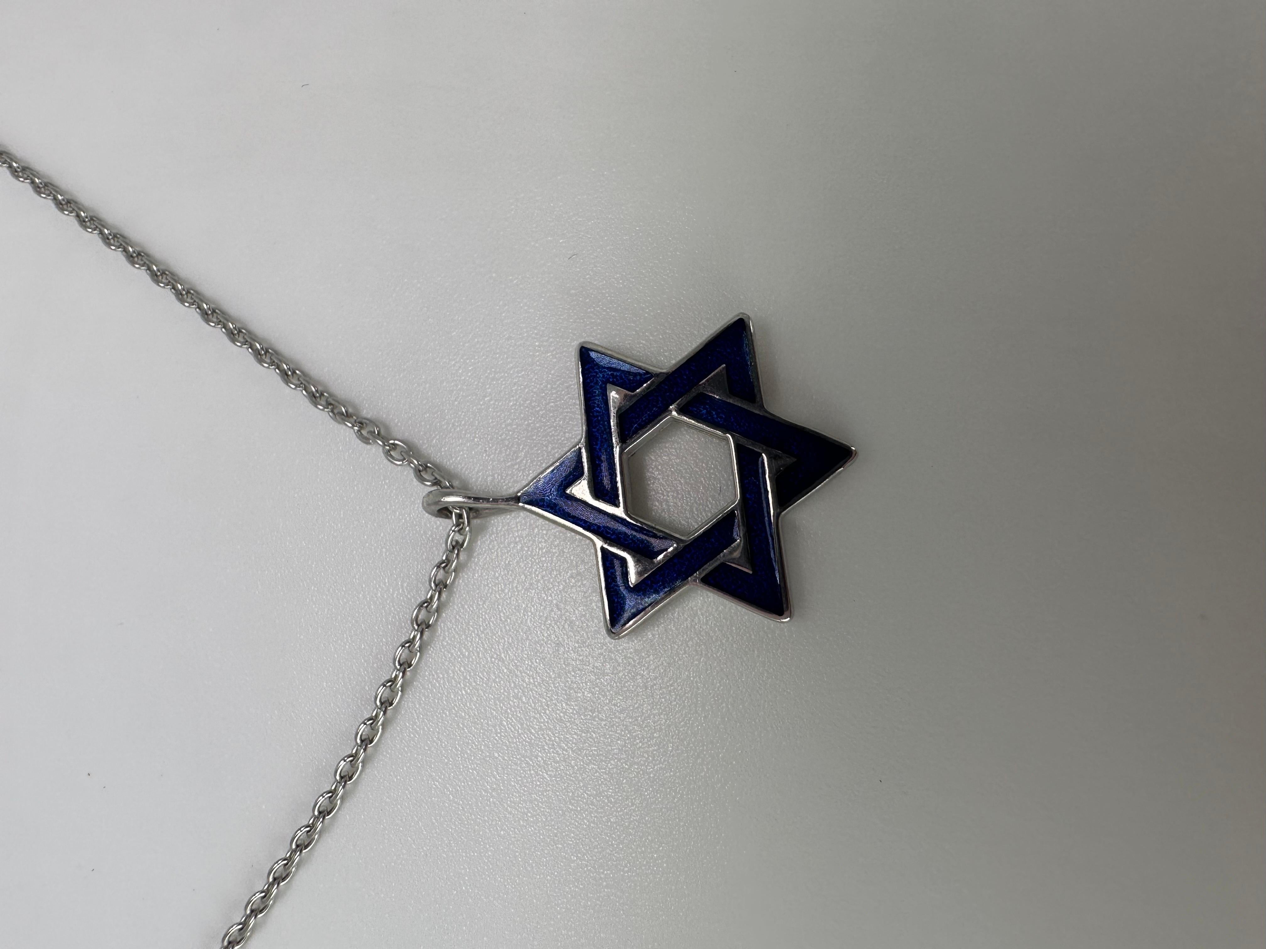 Women's or Men's Star of David pendant necklace enamel pendant necklace SS 925 For Sale