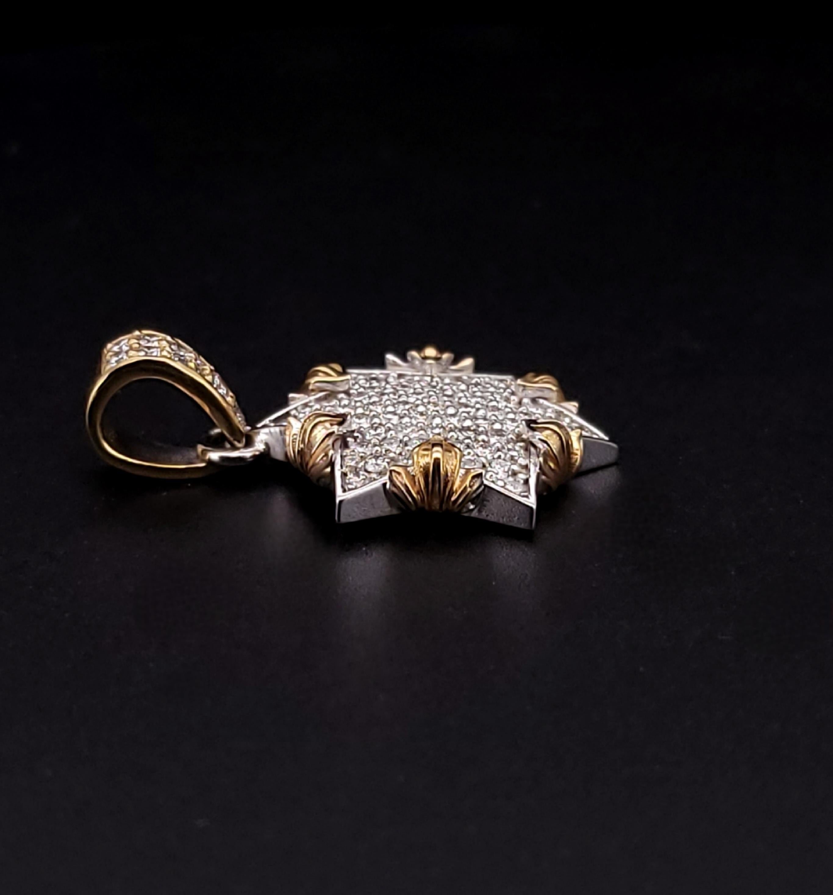 Pendentif étoile de David Or blanc 14K 1.9ct diamants
Pour plus d'informations, contactez-nous

MATERIAL : Or jaune/blanc 14K
Diamants : VS G 1,90 ct
Poids de l'anneau : 7.1 g
Taille : 19 mm (29 mm avec la cloche) x 17 mm
Épaisseur : 3 mm