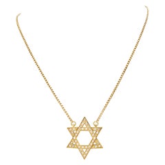 Vintage "Star of David" Pendant with Approximately 0.75 Carat Pave Diamonds Set