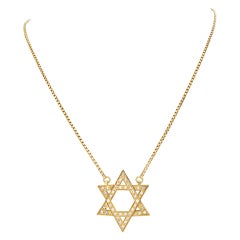 Vintage "Star of David" Pendant with Approximately 0.75 Carat Pave Diamonds Set